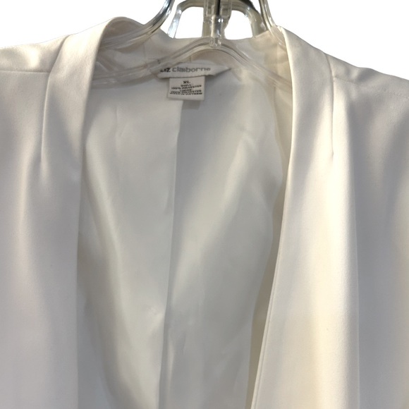 Liz Claiborne🕊️Classic WHITE Womens Open Front, Fully Lined Blazer Jacket SZ XL - Picture 2 of 3